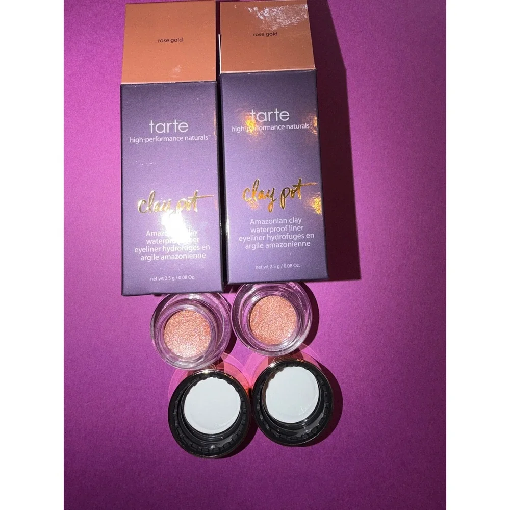 Tarte Clay Pot Eyeliner Waterproof Amazonian Clay Rose Gold Cream Set of 2